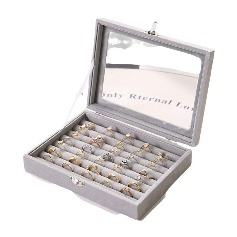Прозрачная коробка для хранения ювелирных изделий с окошком Фланелевая коробка для хранения ювелирных изделий Кольца Гвоздики Серьги Браслет Ожерелье Ювелирные изделия