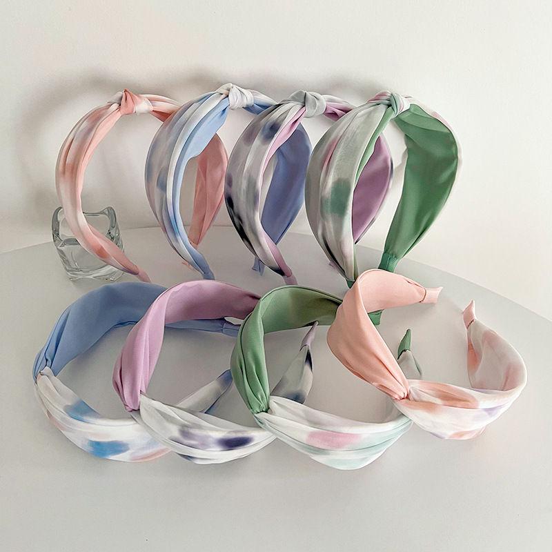 Cross Wide Simple Headdress Satin Chiffon Fabric Knotted Edge Headband Hair Accessories