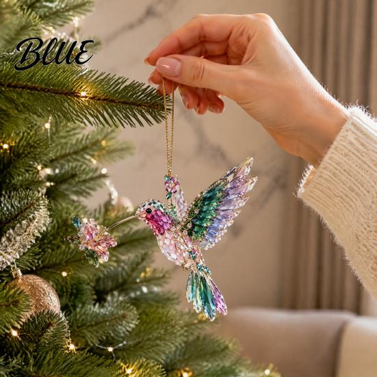 Unique Hanging Ornament Faux Crystal Animal Christmas Ornament, Acrylic Flat Print Decor Durable Festive for Tree, Butterfly/Peacock/Bird/Swan Holiday
