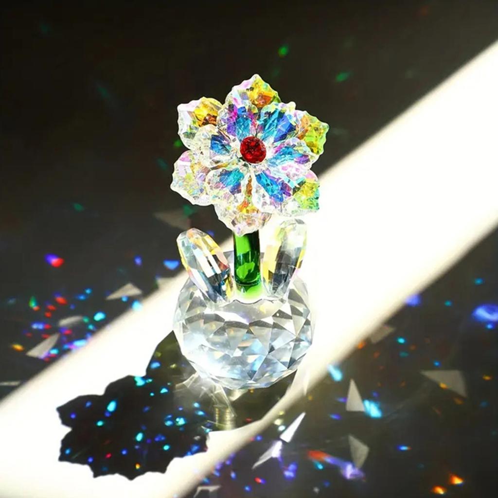 Sunflowers Crystal Figurine Glass Dream Flower Collectible Ornament for Table Centerpieces Decors Valentines Day Present