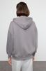 Women's Fashionable Stylish Sweatshirt Stone Oversize Comfortable Cut Basic Hooded Zippered Thick Inside Fleece Knitted Sweatshirt