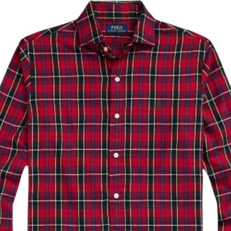 Polo Ralph Lauren клетчатая твиловая рубашка на пуговицах с длинным рукавом мужские рубашки красные 710922281-004