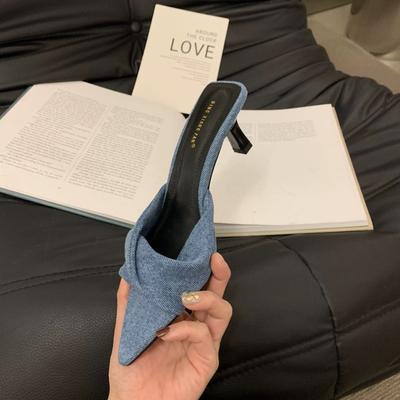 Модные летние модные простые женские тапочки Dew Feet на высоком каблуке, однотонные удобные повседневные тапочкиМодные тапочки