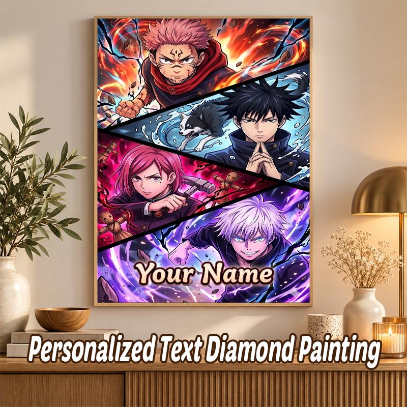 Jujutsu Kaisen Custom Name Text 5D Diamond Painting Kit DIY Full Drill Diamond Art Decoration