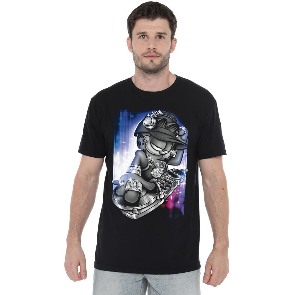 Garfield Dj Lazy T-Shirt S-2XL, Black Unisex T-Shirt