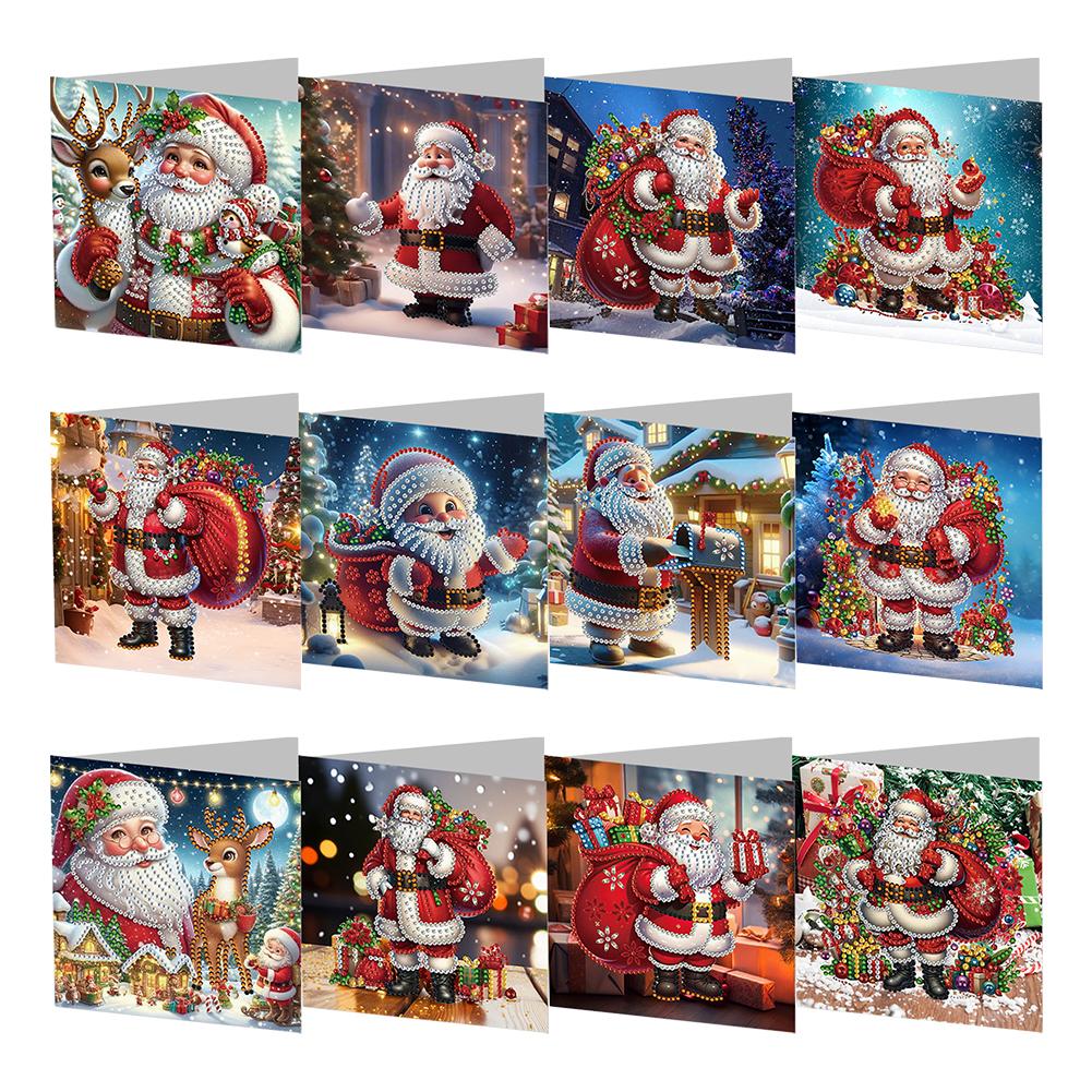 4/6/8/12pcs DIY Diamond Painting Greeting Card Set Diamond Art Handmade Cards for Xmas Birthdays Thanksgiving & Special Occasion