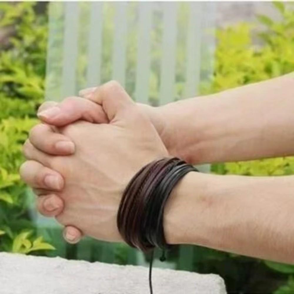 Hand-woven Hand Woven Bracelet Lace Up Multilayer Bracelet Leisure Fashion Leather Bracelet Men