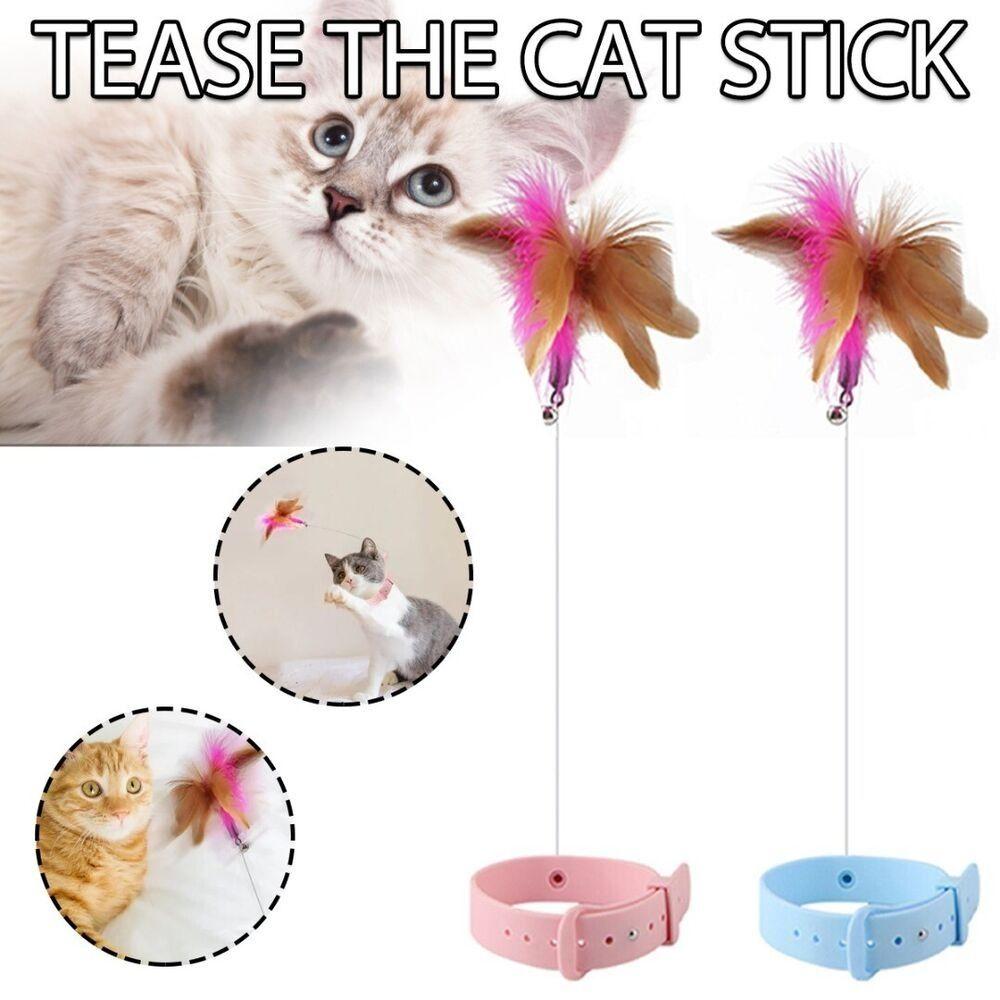 Silicone Cat Feather Collar Toy Feather Collar Hands Free Toy New Interactive Cat Toys  Cat