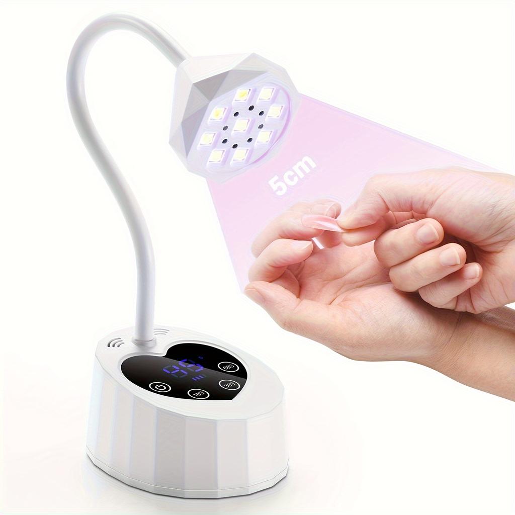 UV LED Nail Light Smart Sensor with 3 Timers Rechargeable Mini Wireless Flash Curing Nail Light Professional Gooseneck UV Light