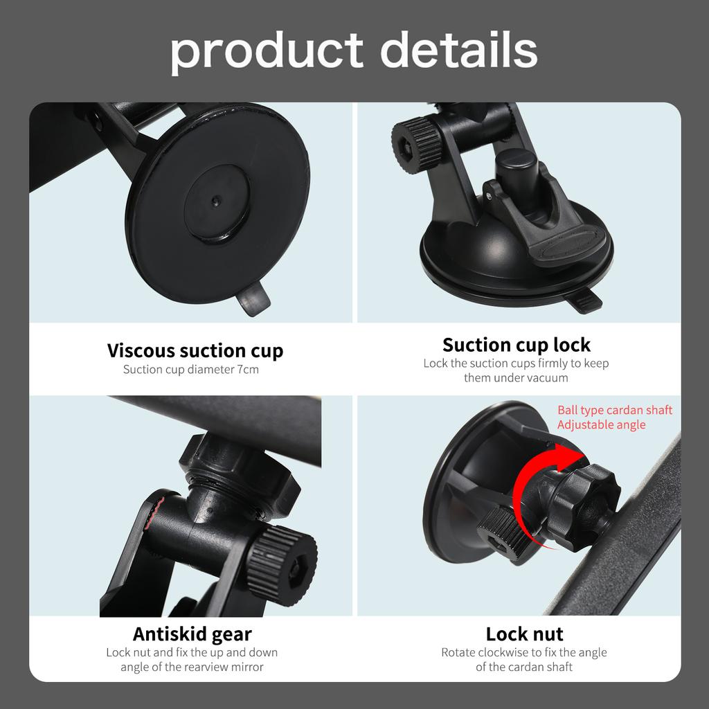 Rear View Mirror Suction Cup Rearview Mirror Wide Angle Rear View Mirror for Cars Vehicles SUVs