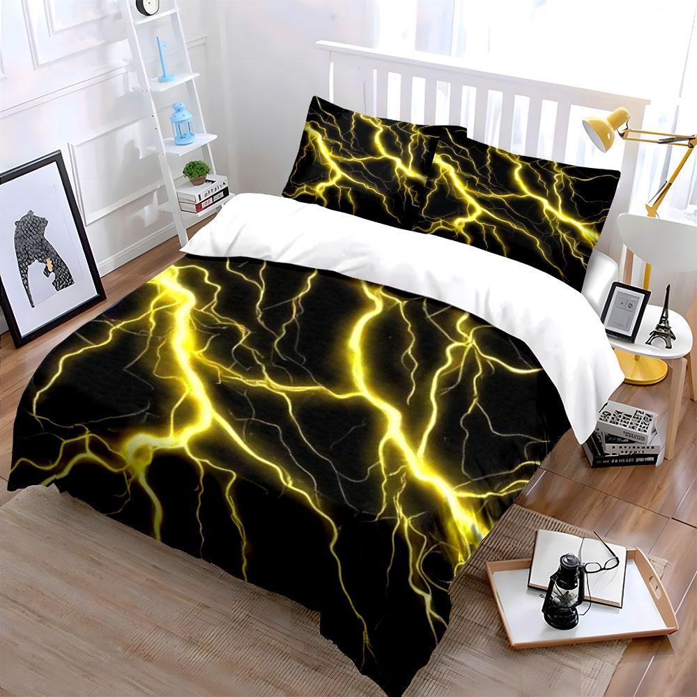 "Lightning pattern Three-Piece Set" Multiple sizes kid's and adults' bedroom Exquisite 3PC bedding set, gift