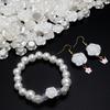 50-100pcs/lot ABS Imitation Pearl Rose Flower Beads Flatback Loose Beads For Jewelry Making DIY Bracelet Earrings Accessories