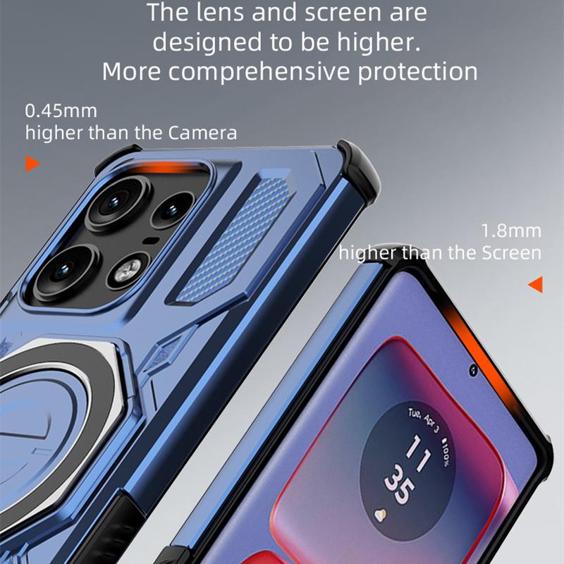 KEYSION Shockproof Magnetic Case for Motorola Edge 50 Pro 5G Upright Live Metal Ring Stand Phone Back Cover for MOTO Edge 50 5G