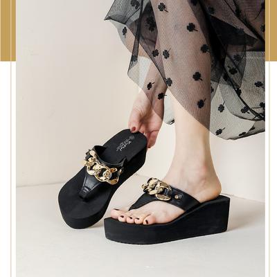 Шлепанцы на высоком каблуке с узором «елочка», модные женские пляжные тапочки на толстой подошве с наклонным каблуком и защипнутыми ногами