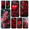 Красивый роскошный чехол для телефона с красными розами для iPhone 15 14 13 12 mini 11 Pro Max XS X XR SE 7 8 Plus, мягкий черный чехол Funda