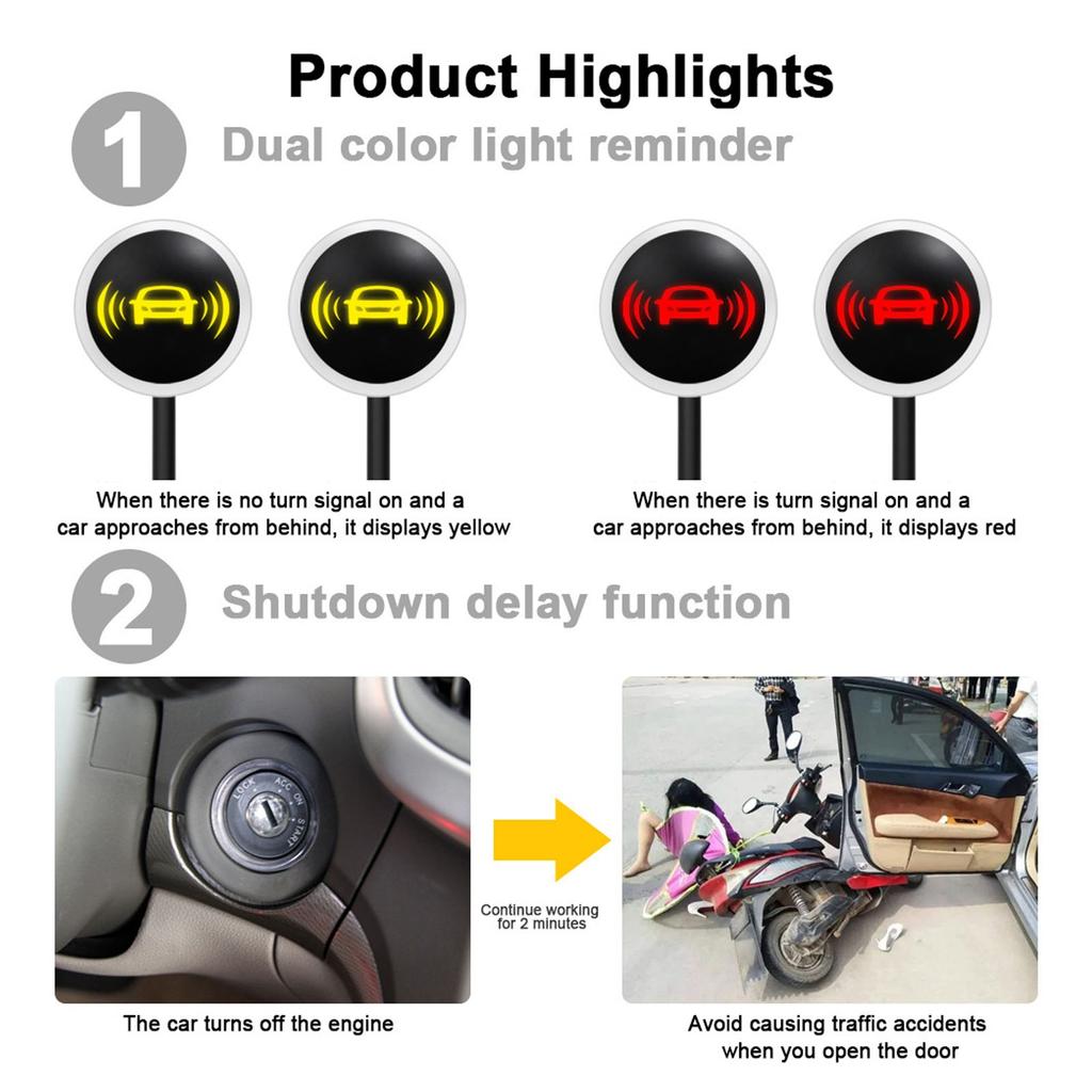 Система обнаружения слепых зон, помощь при смене полосы движения, высокоточный светодиодный зуммер, помощник по мониторингу BSD