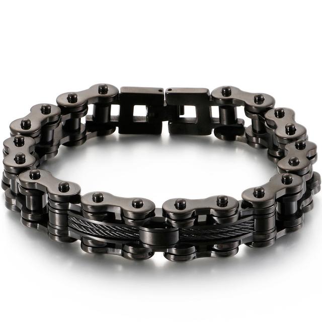 13MM Bicycle Bike Chain Bracelet for Men In Stainless Steel Rock and Roll Men's Jewellery Accessories On Hand Wrist Bracelets