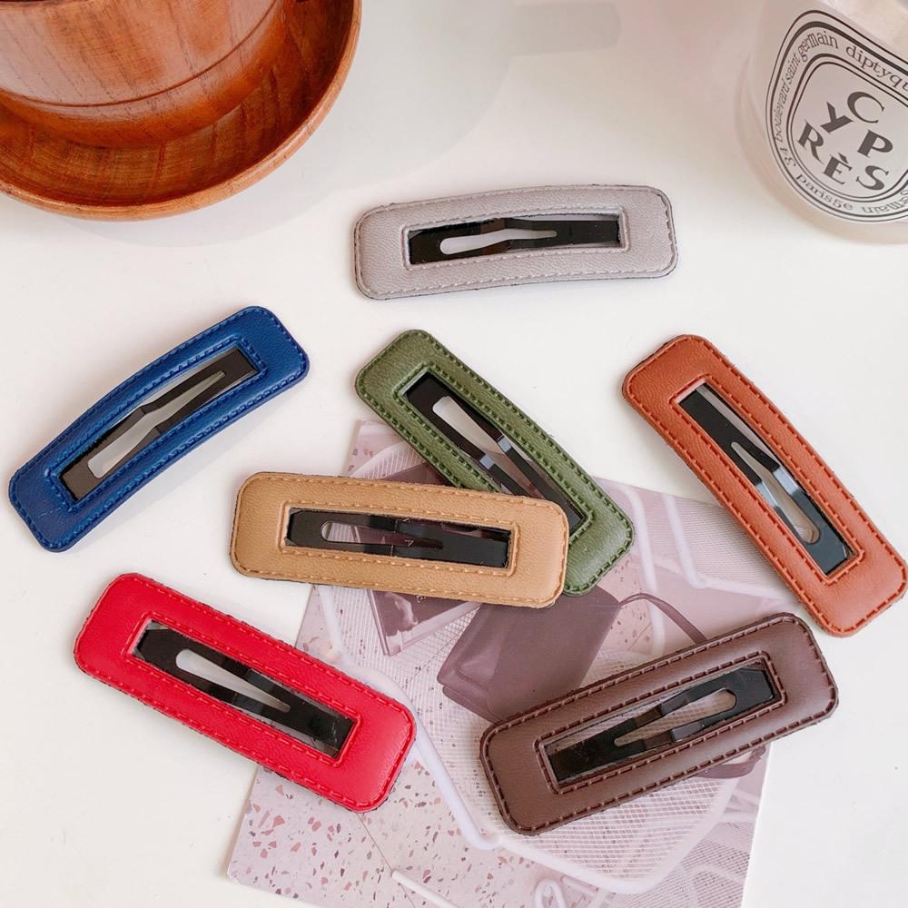 Осенне-зимняя челка Morandi Color PU Leather Bangs Clip