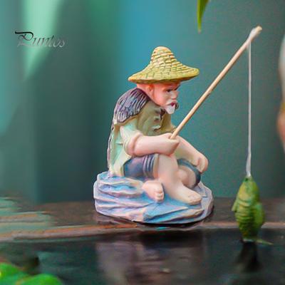 Рыболовная фигурка для аквариума, песчаник, рыбак, миниатюрный пейзаж, винтажное дзен-украшение для аквариума, сада, домашнего аквариума