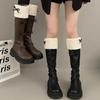 Sweet Butterfly Knot Women's Boots Korean Style Fashion Brown High Boots Plush Thickened Winter Ladies Knee