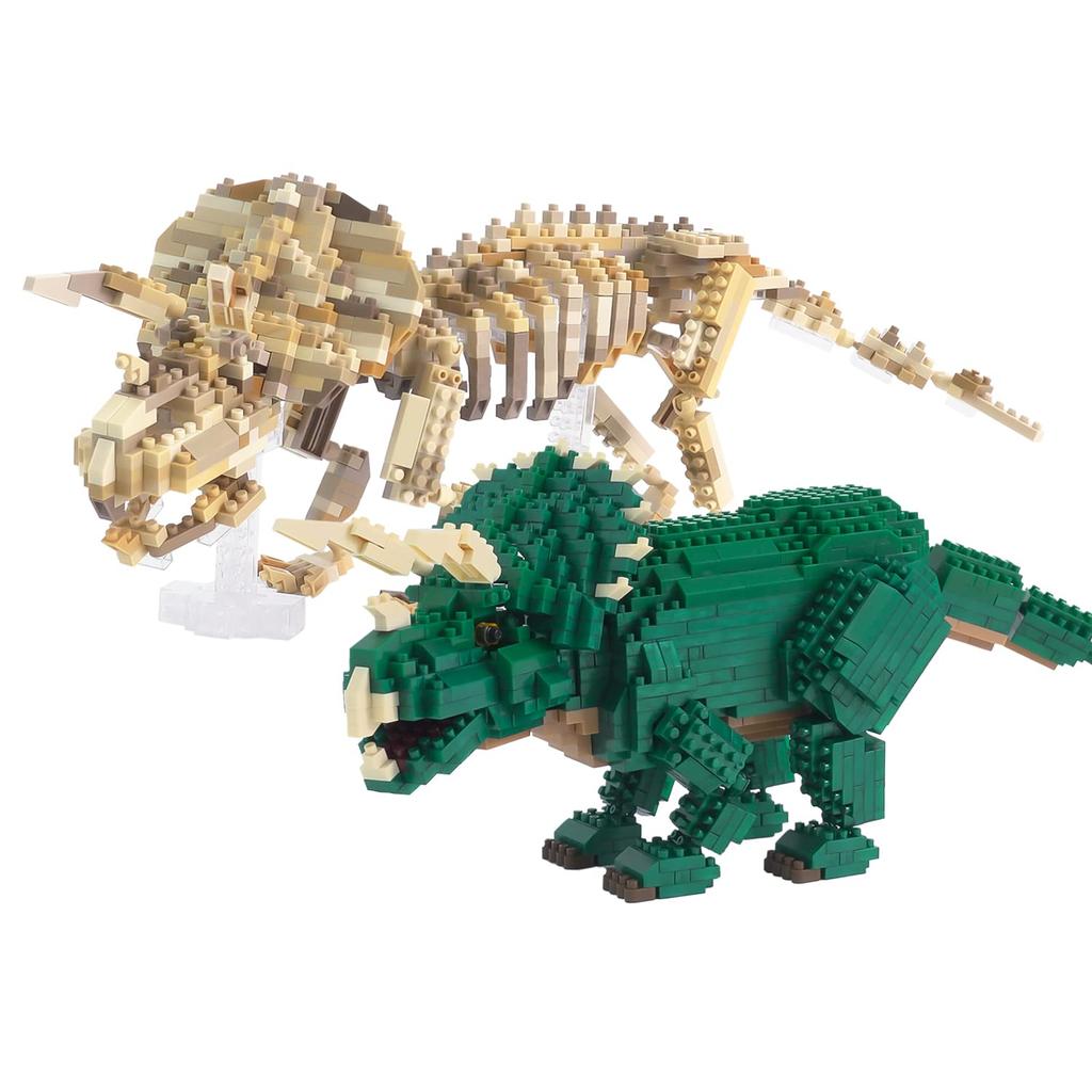 Набор из 2 моделей скелета трицератопса и трицератопса Nanoblock Dinosaur Deluxe Edition A005
