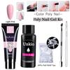 Набор полигелей для ногтей, дизайн ногтей, прозрачный розовый цвет, наращивание ногтей, кристаллический УФ-гель, гель для ногтей