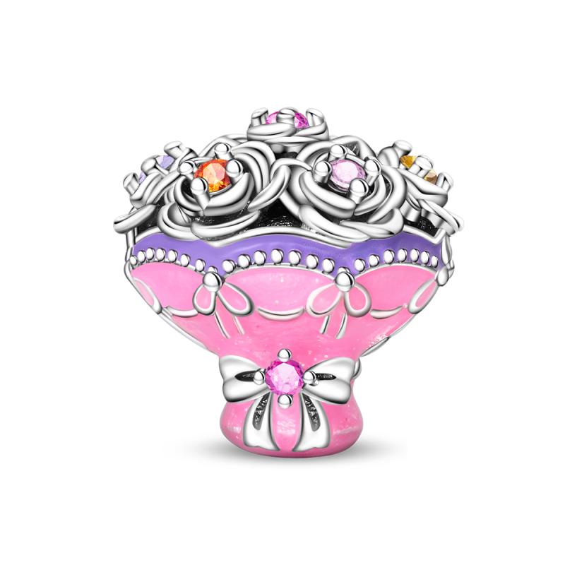 Оригинальные медные романтические свадебные шармы, кольцо для букета, роза, сердце, бусины, подвески, подходят для браслетов, сделай сам, изысканные ювелирные изделия, подарки