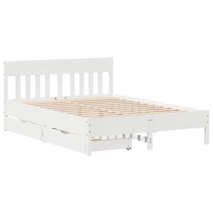 VidaXL Cadre de lit avec tête de lit blanc 150x200 cm bois pin massif, meuble de chambre à coucher, sommier, lit en bois, 3301864