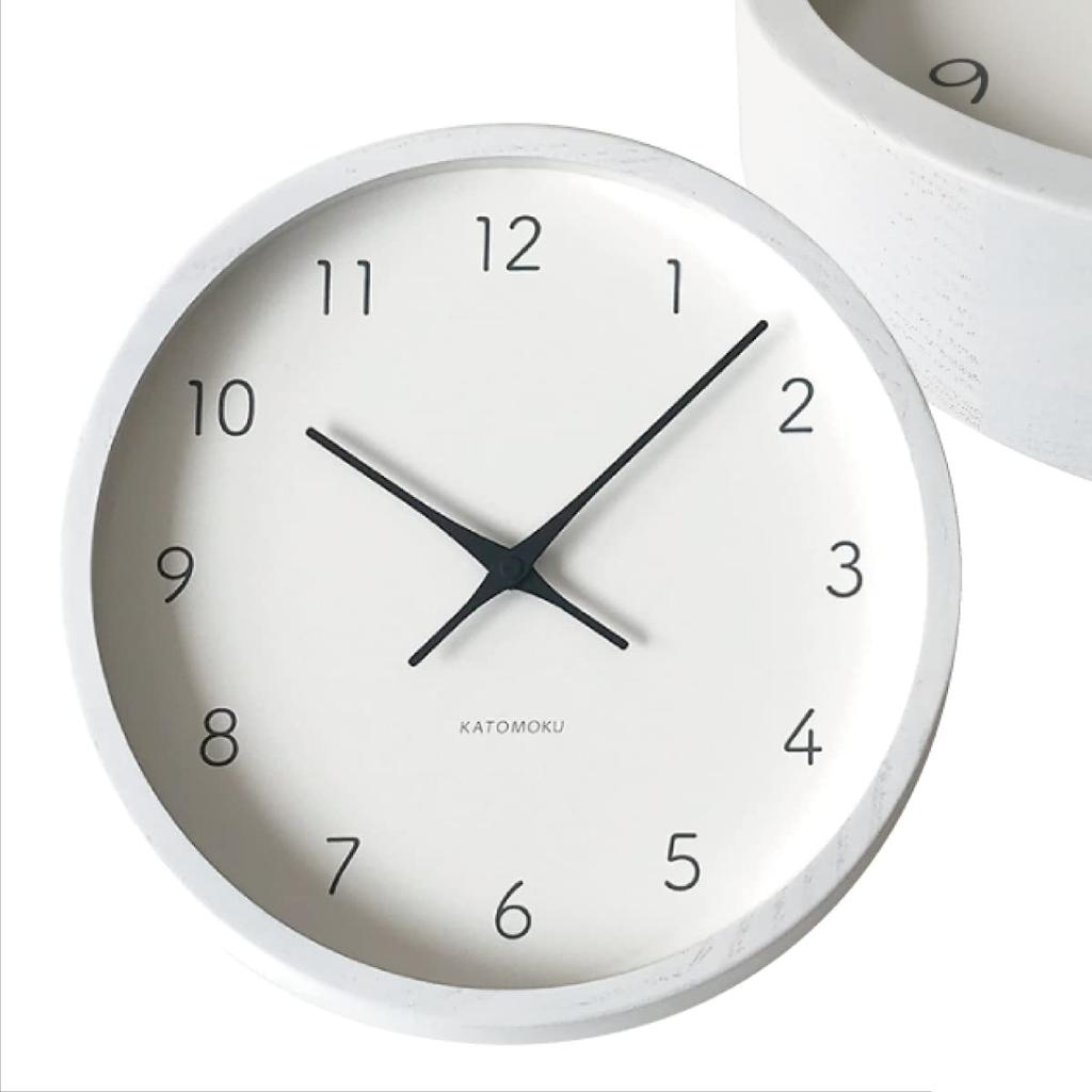 KATOMOKU Muku Clock 7 White km-60WHRC Continuous Second Hand Movement 30.6cm Diameter (Radio-Controlled Clock)