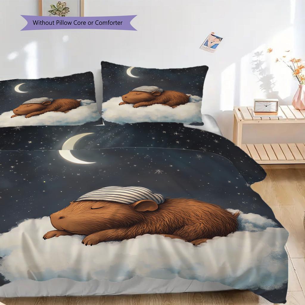Squirrel Pattern Bedding Quilt Set Quilt Cover Pillowcase Home Decoration Birthday Gift (1 * duvet cover + 2 * pillowcase, without core)