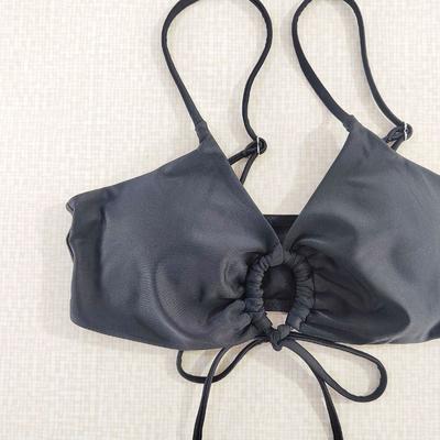 Новый многоцветный однотонный купальник с завязками на шее и разрезом, женское сексуальное бикини