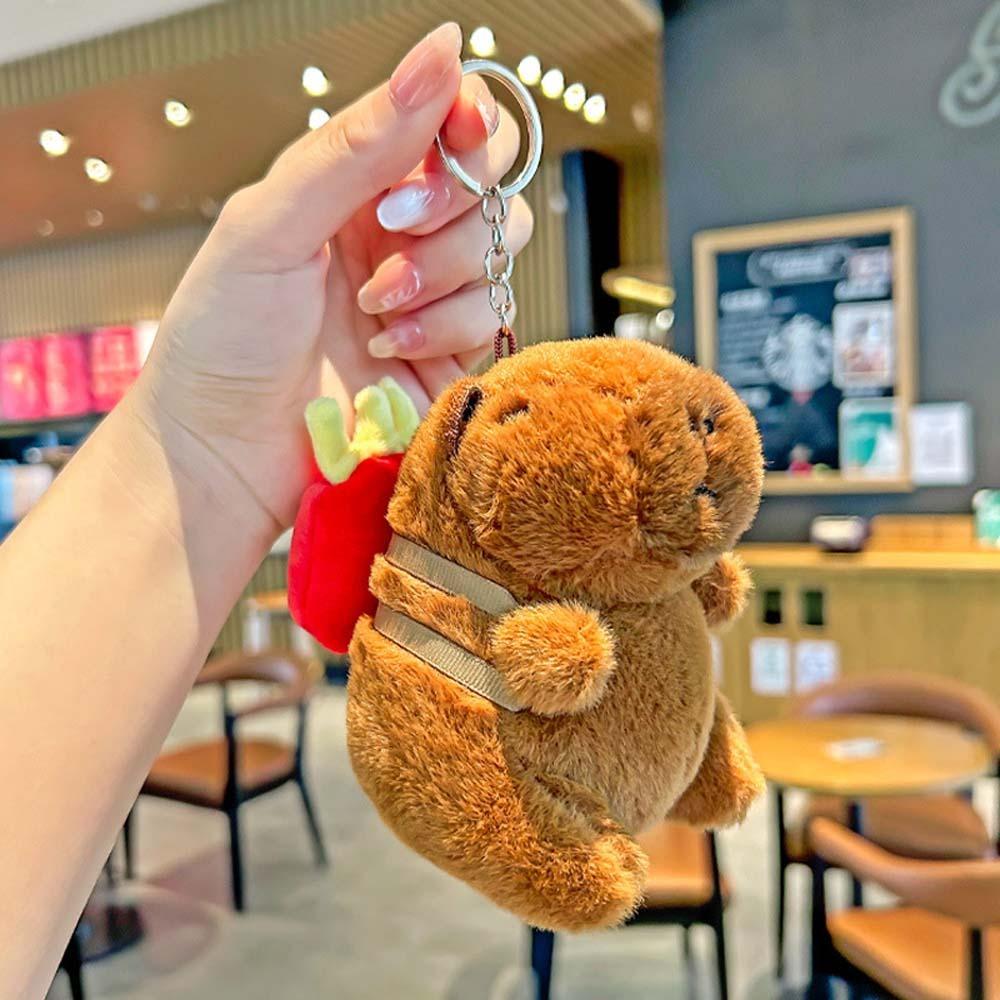 Мягкий брелок для ключей Capybara, забавная мультяшная кукла, коричневый плюшевый кулон в виде животного, пара