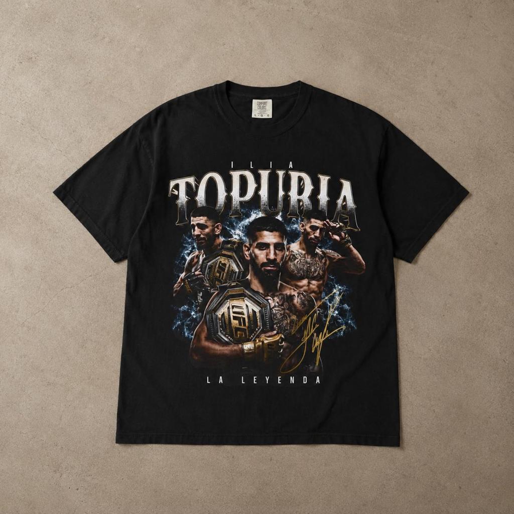 Футболка с портретом бойца UFC Ильи Топурии и детская футболка | Графическая футболка бойца ММА