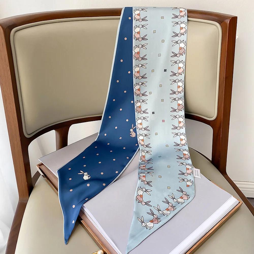 Длинный шелковый шарф-мешок, галстук, женская шея, узкие шарфы, повязка на голову, платок, принт лошади, брендовая женская шейная лента, весна, новинка