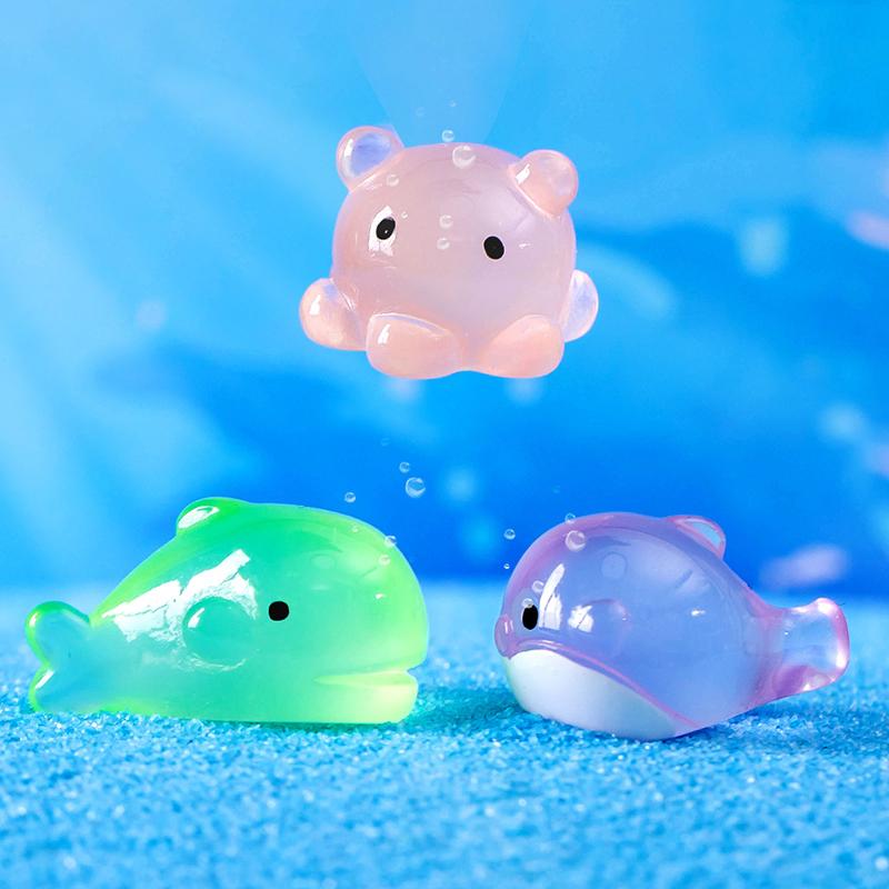 Микропейзаж креативный милый флуоресцентный кит осьминог морское животное декоративные аксессуары своими руками безделушка из смолы