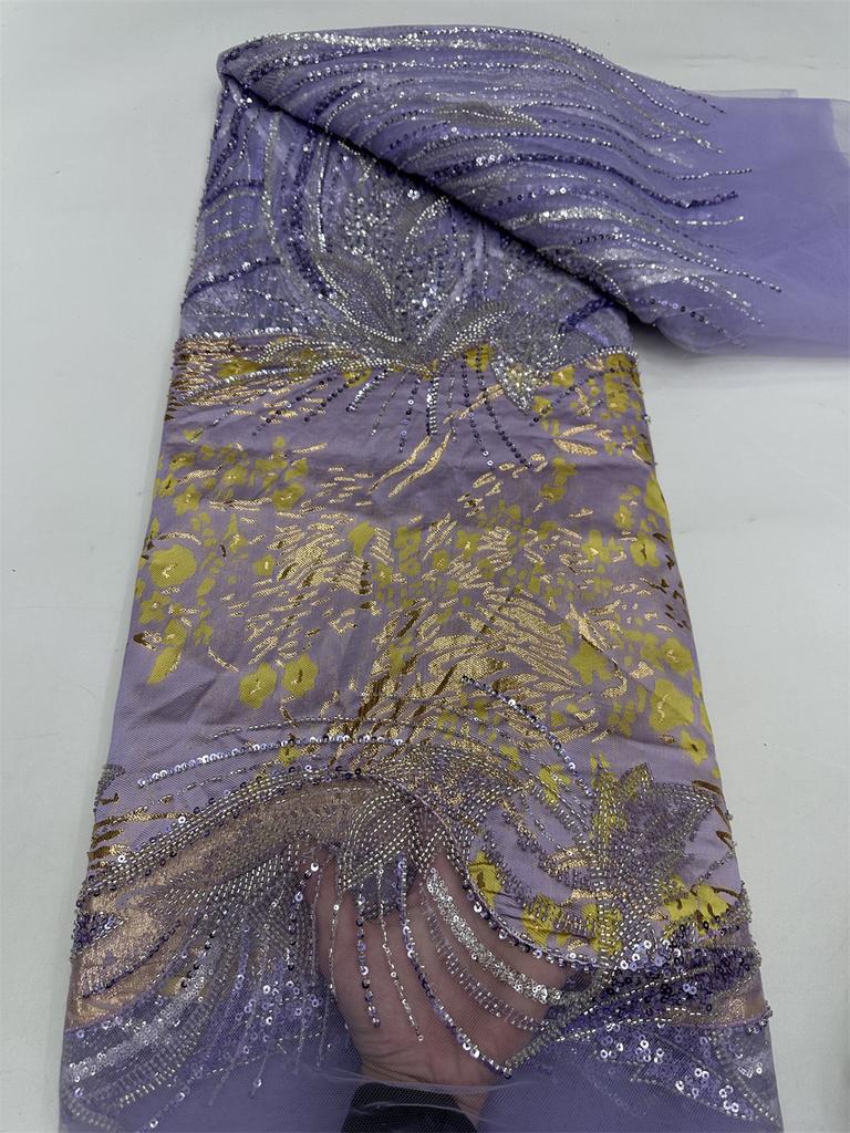 Нигерийское Новое Поступление Бисерное Сетчатое Кружево 2025 Высокое Качество Французские Пайетки Африканская Свадебная Кружевная Ткань Для Роскошного Свадебного Платья