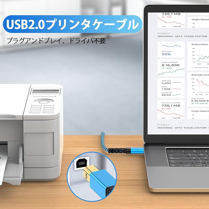 USB B To C Printer Cable USB Cable Type-C Type-B Cable High Durability Audio DAC Mixer MIDI Keyboard Electronic Piano Dj Controller Printer Vinegar