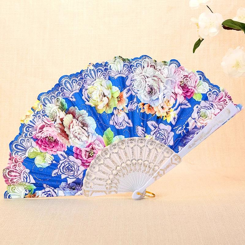 Складной веер с бронзовым принтом роз, испанский пластиковый веер из кости, китайский танцевальный веер для свадебной вечеринки, косплея, домашнего декора, ремесла