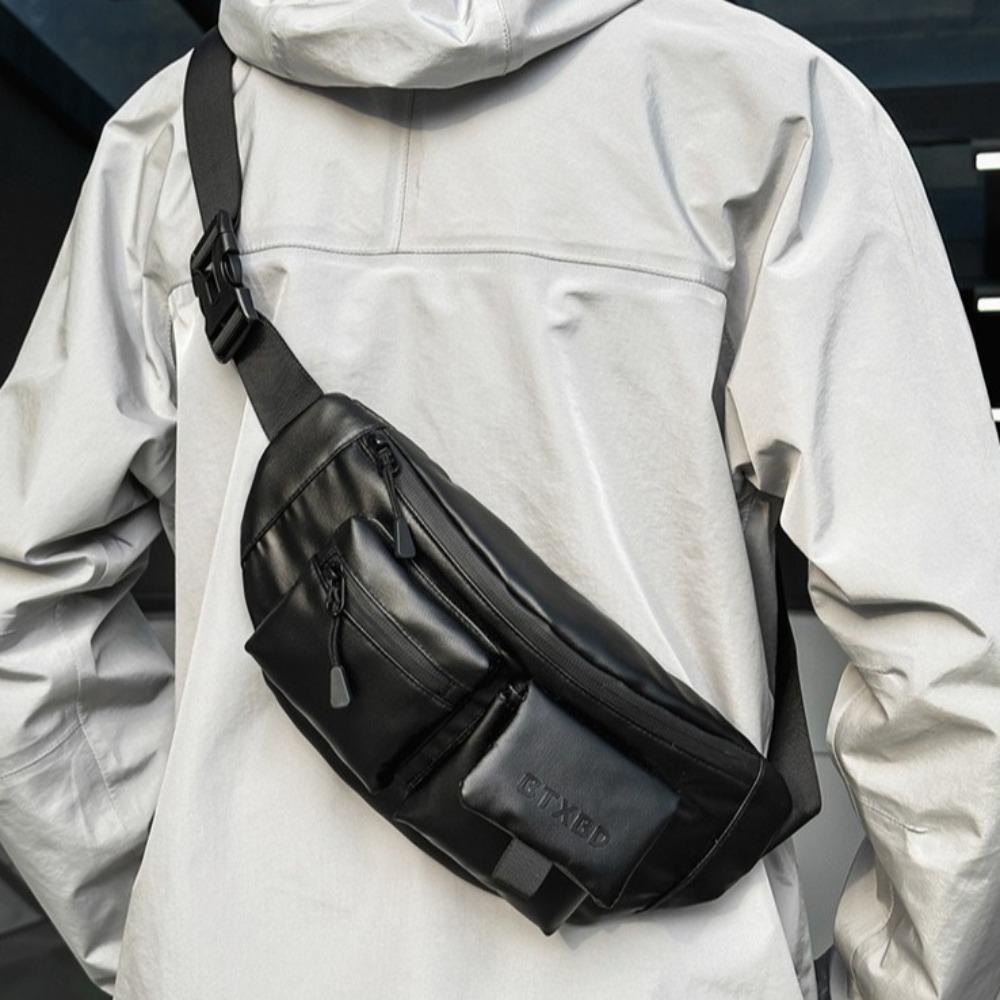 Однотонная мужская нагрудная сумка Легкая поясная сумка для телефона Простая спортивная сумка для телефона Мужская