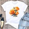 (Asian Size) Watercolor Flower Trend Tee Top Women T Shirt Woman Female Short Sleeve Clothing Print Fashion Graphic T-shirts