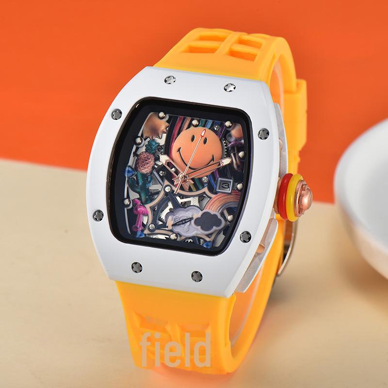 Мужские кварцевые часы из чистого белого вина с циферблатом в форме бочки, календарем и секундной стрелкой