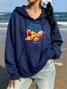 Bonjour Beautiful Croissant Prints Hoodies Womens Casual Fleece Warm Sweatshirt Basics Loose Pocket Pullover Winter Jogging Tops