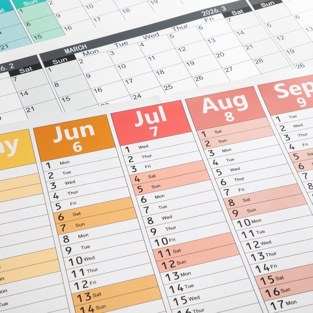 Colorful 2026 English Calendar 42x100cm Monthly Planner Calendar 12 Month Calendar  School