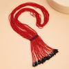 Floral Multi-Layer Beads Necklace Metal Chain Tassel Collarbone Chain Multi Layer Choker  Girls