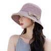 Spring and autumn new hat women's advanced temperament bucket hat summer sunshade sunscreen hat bow show washbasin hat