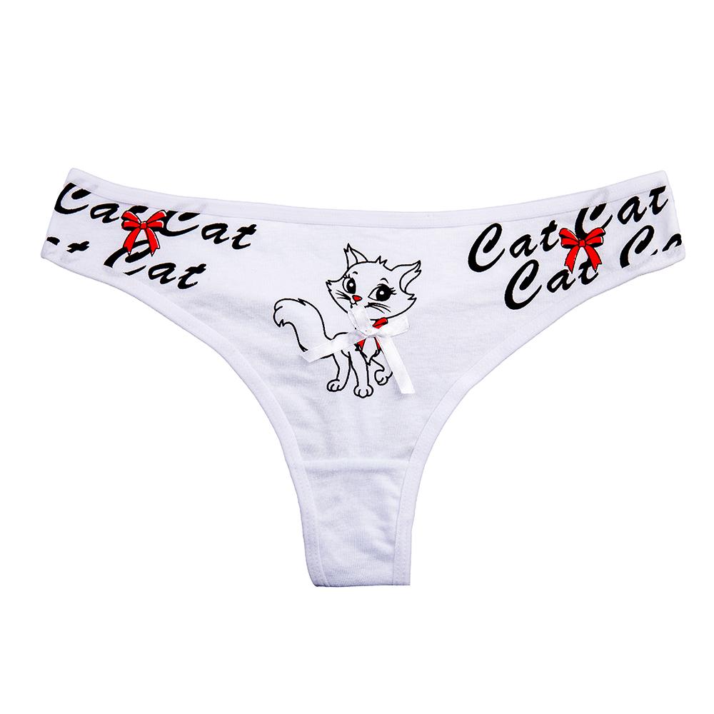 Женские стринги с принтом кошечки