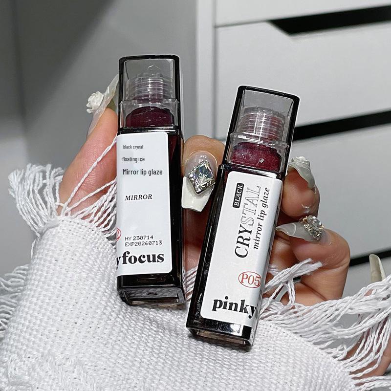 PinkyFocus Блеск для губ с зеркальным эффектом «Черный кристалл» - Макияж в холодных нюдовых серо-розовых тонах для студентов