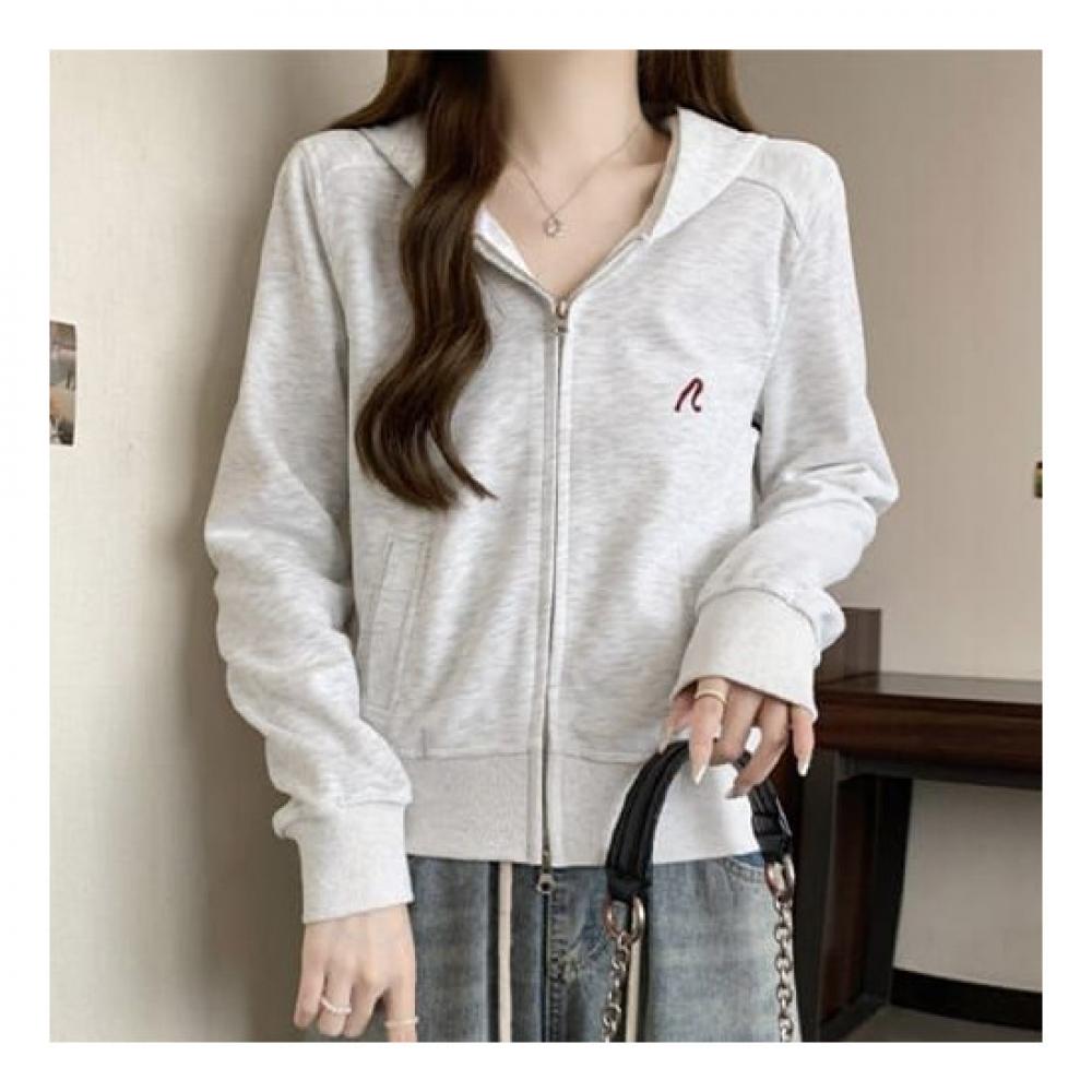 Navava Women Casual Crop Two Way Hoodie Zip Up