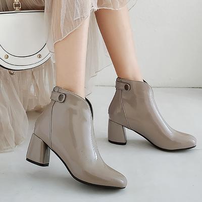 Женские короткие сапоги на высоком каблуке, осенне-зимние, простые, темпераментные, на толстом каблуке, большие размеры, однотонные, ботильоны