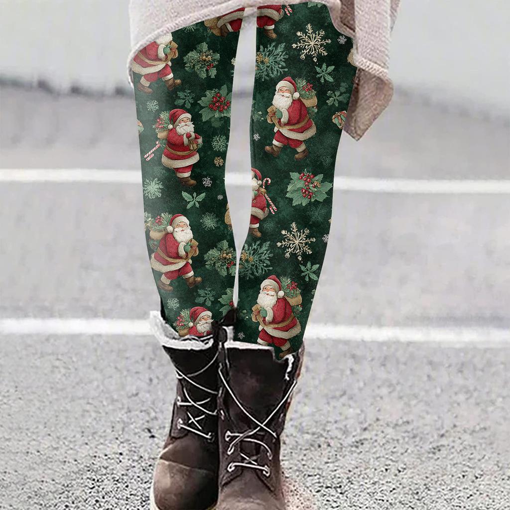 Women's Christmas Print Slim Fit Elastic Yoga Casual Pants
